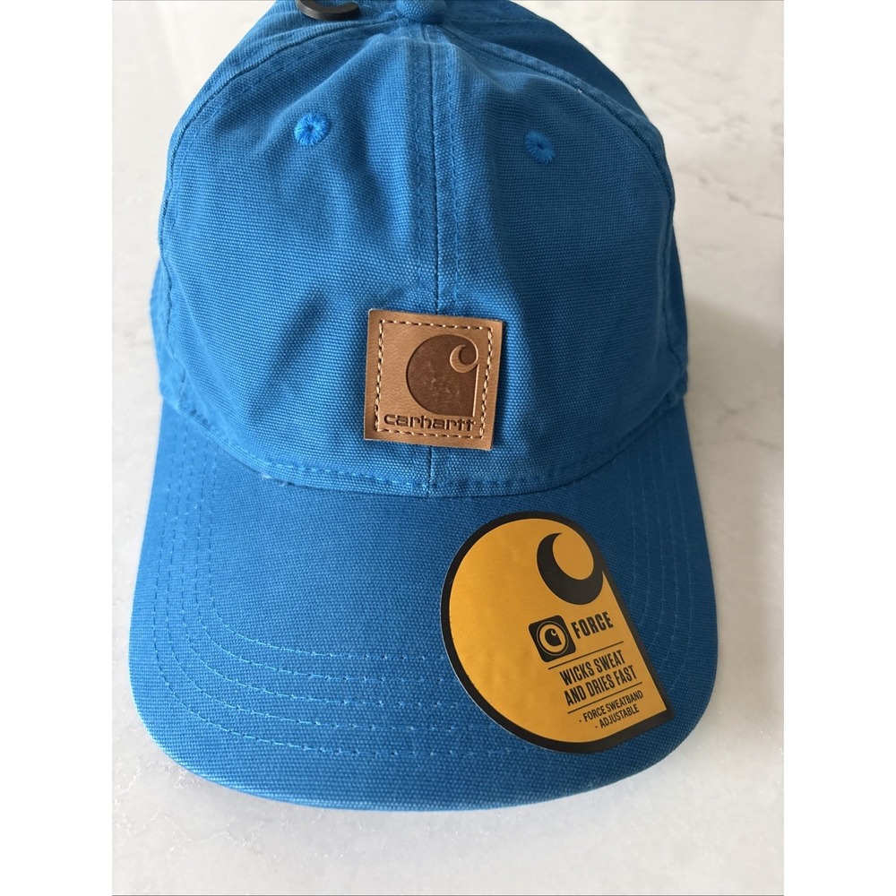 Carhartt Force Blue Logo Patch Adjustable Strapback Men Hat Cap Workwear New